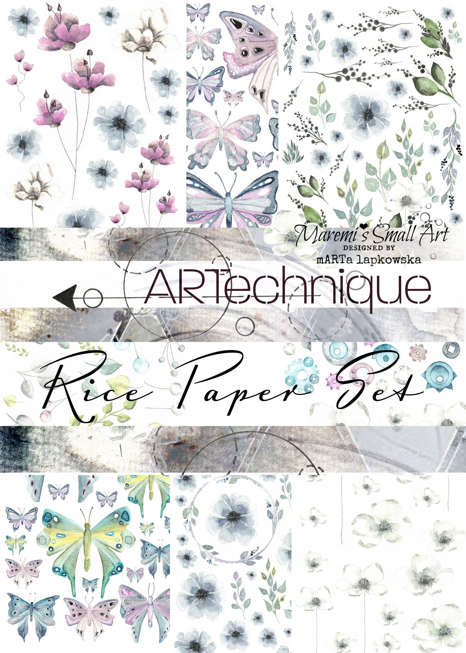 8 Maremi's Rice Papers 'ARTechnique' Collection Set