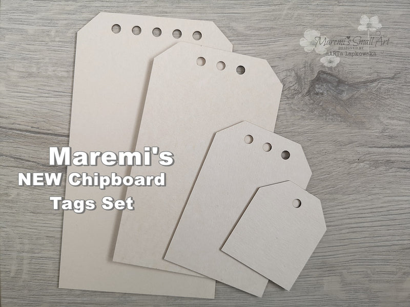 NEW! Maremi's Set of 4 Tag Chipboards Basic