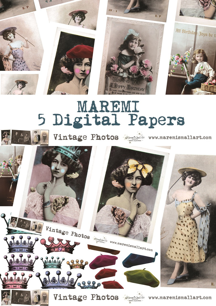 Vintage Photos Digi Paper set 1 – Maremi Small Art