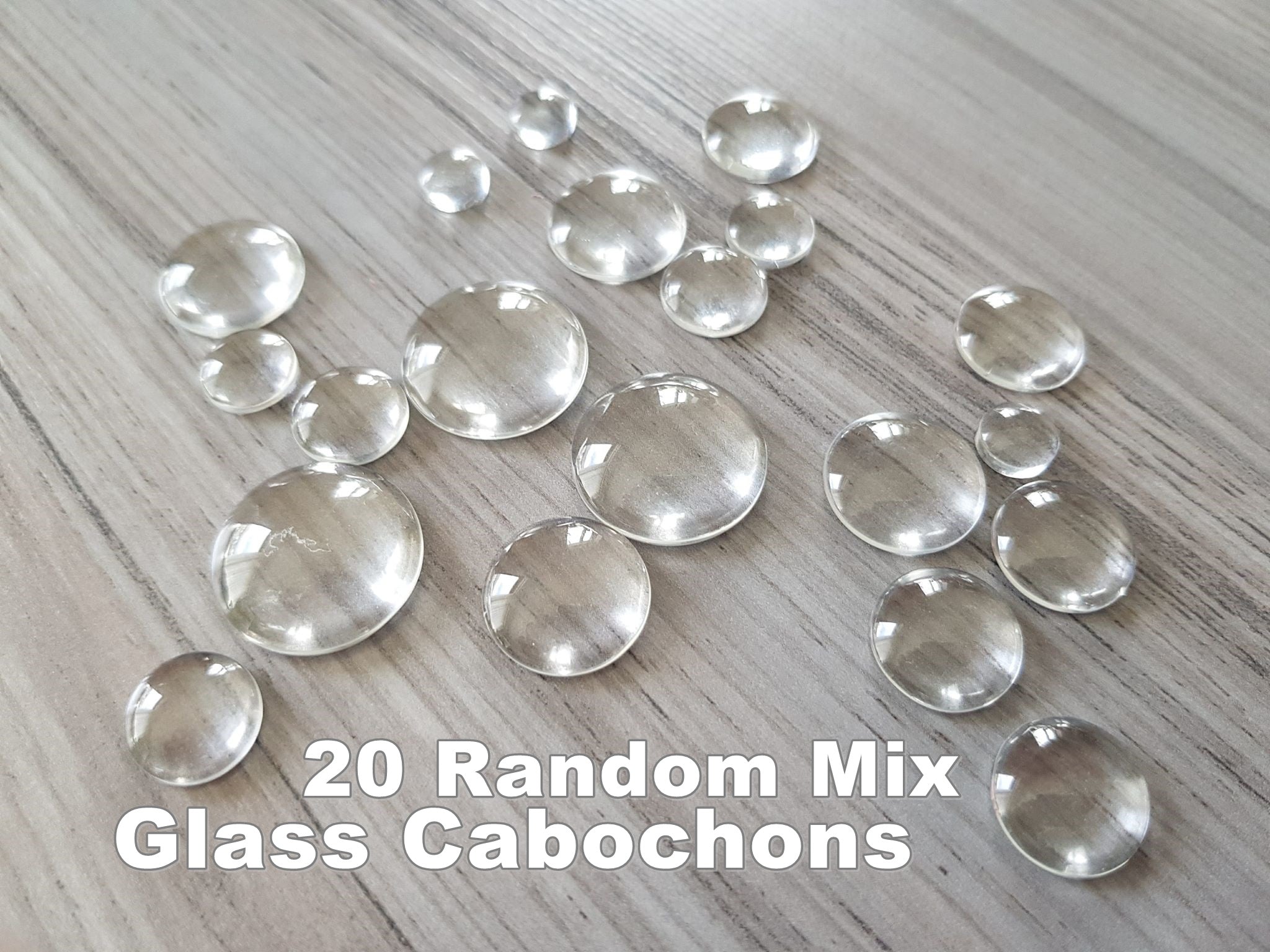 20 pieces random Glass Embellishments Cabochons for scrapbooking, for cardmaking