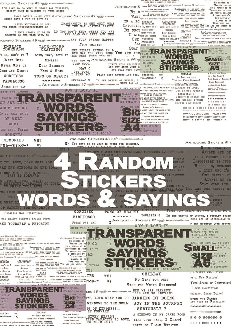 4 RANDOM Transparent Stickers - Maremi's Words, Sayings