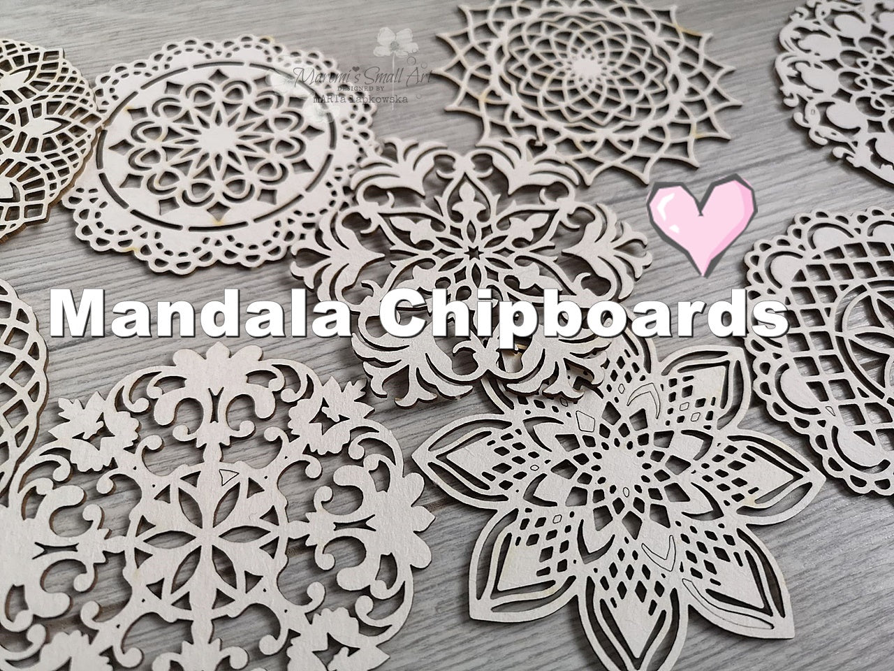 Set of 3 Random MANDALA chipboards for mixed media and cardmaking
