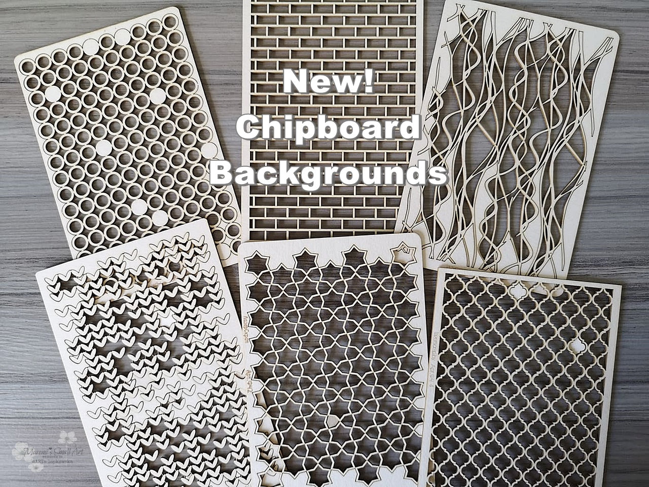 6 Pieces of beautiful Backgrounds Chipboard Set