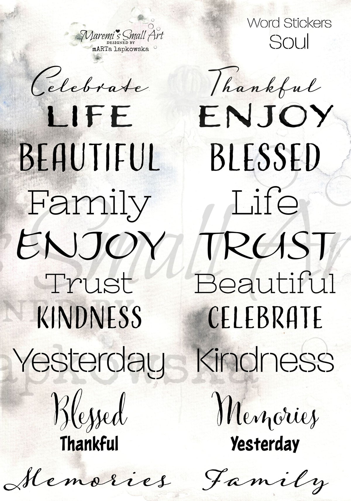 A5 New Transparent Stickers - Set of 9 Maremi's Words, Sayings – Maremi  Small Art