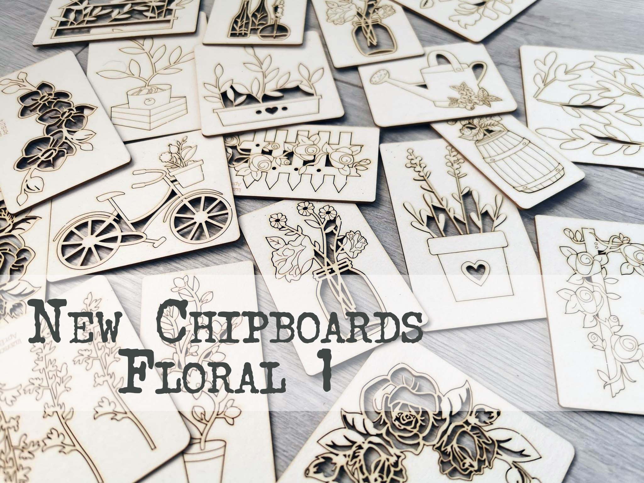 NEW !!! Set of 5 random chipboards Floral 1