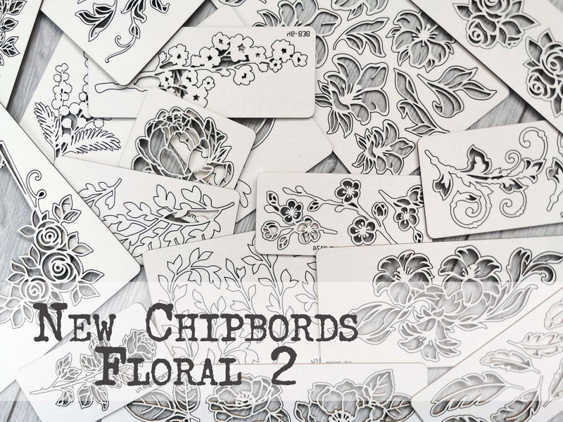 NEW !!! Set of 5 random chipboards Floral 2